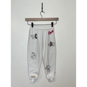 Disney Mickey Minnie Donald Goofy Love Friends Forever‎ White Kids Sweatpants